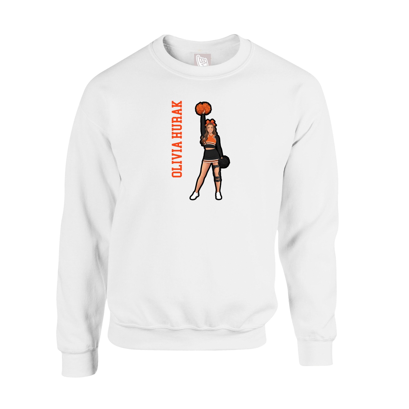 Fleece Crew — Name Vertical in White