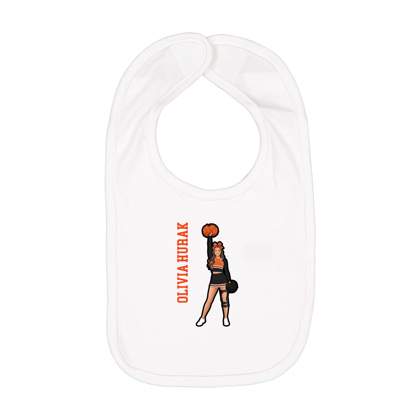 Infant Bib — Name Vertical in White