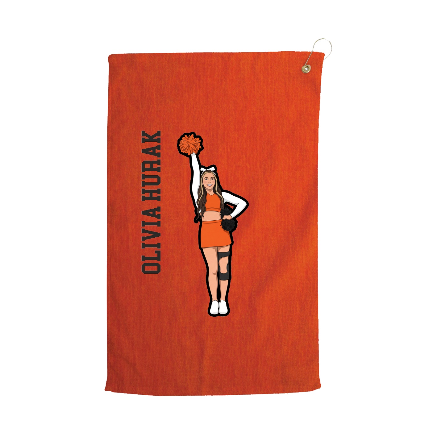Golf Towel — Name Vertical in Orange