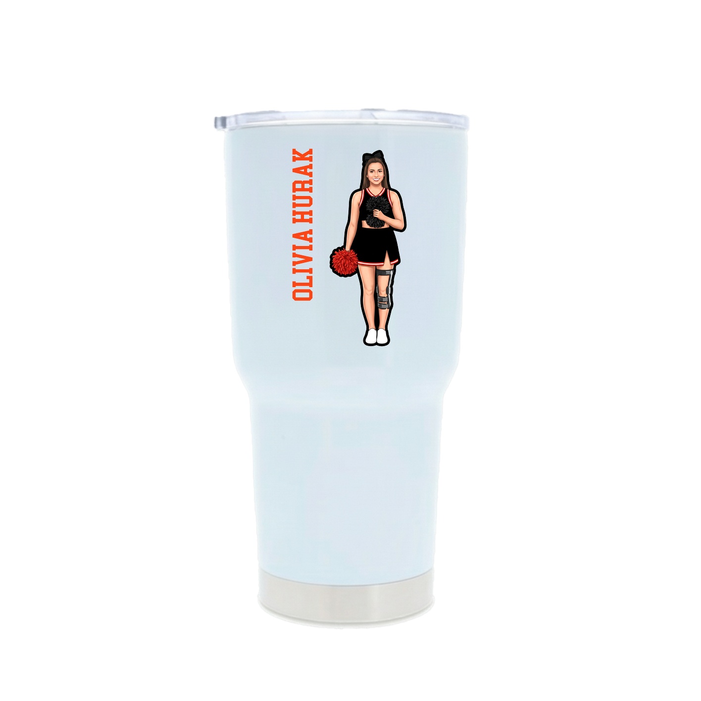 30oz Stainless Steel Tumbler — Name Vertical in White