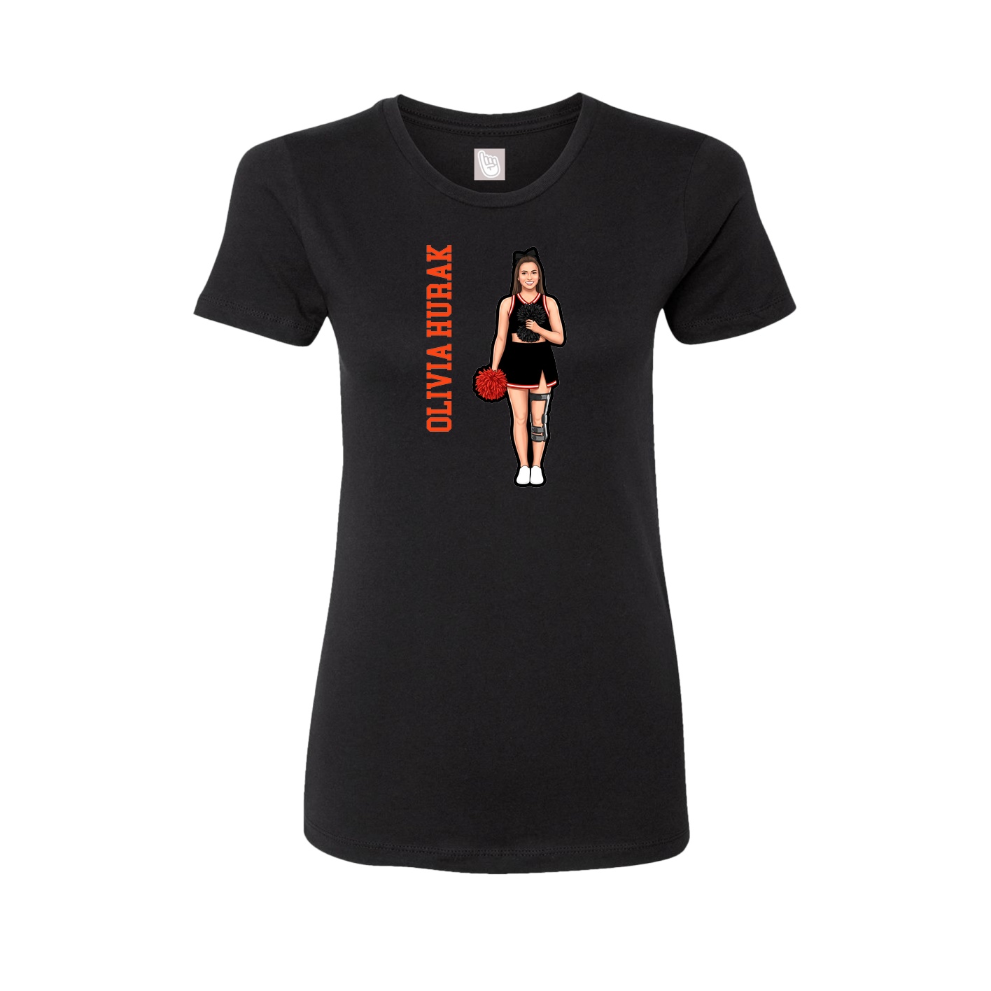 Womens Tee — Name Vertical in Black