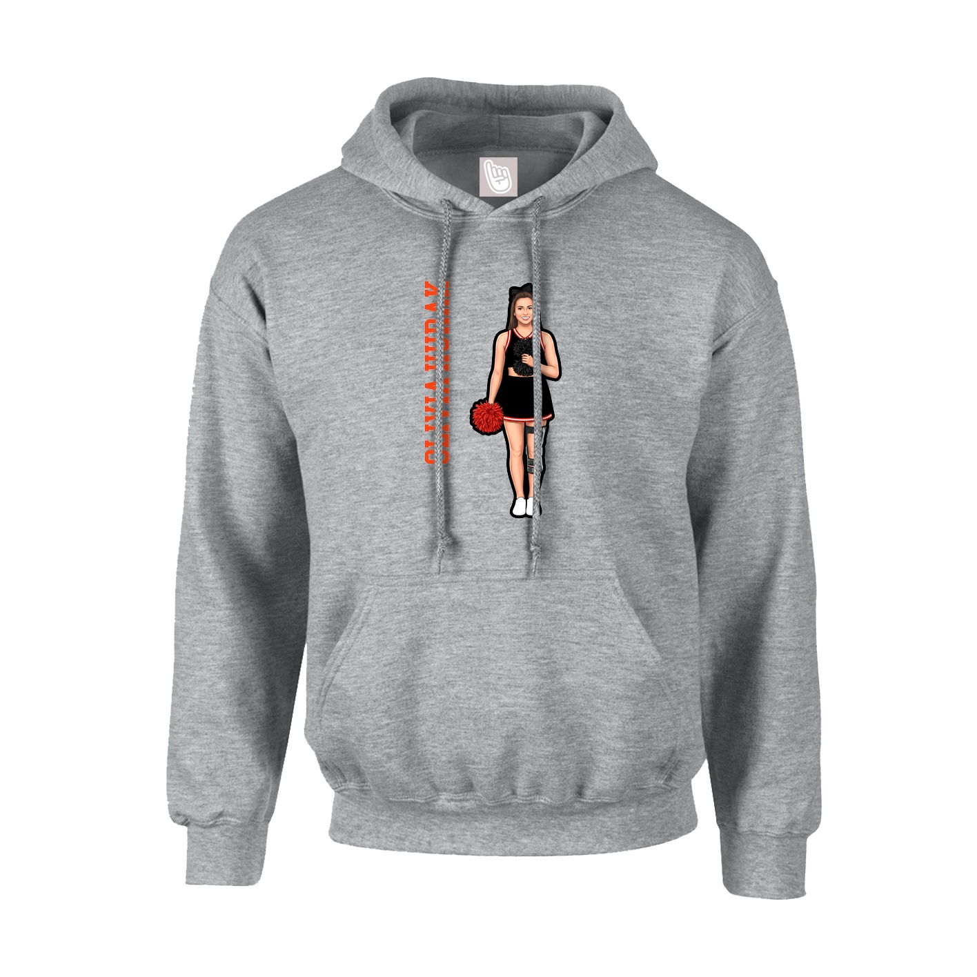 Hoodie — Name Vertical in Grey