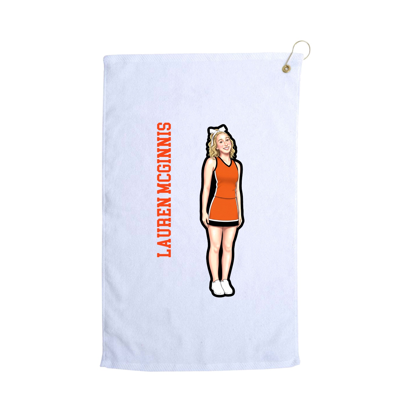 Golf Towel — Name Vertical in White