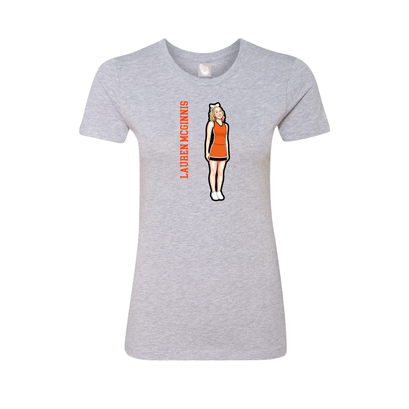 Fitted Women's Tee — Name Vertical in Grey