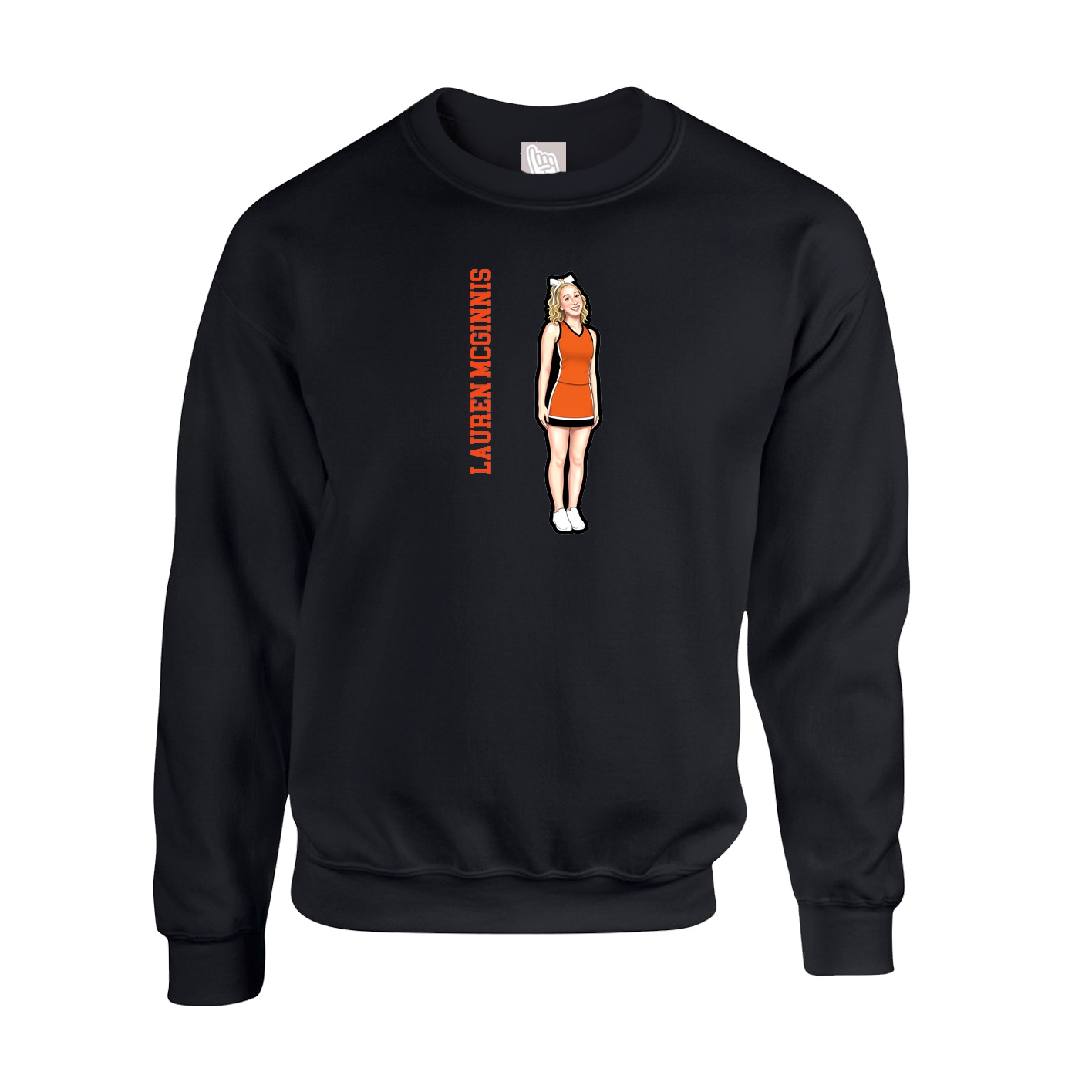 Fleece Crew — Name Vertical in Black