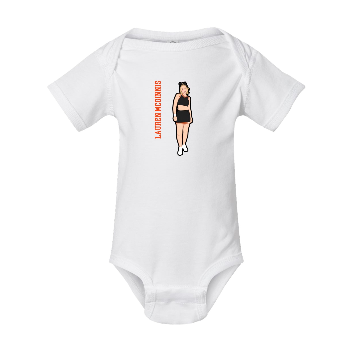 Baby Onesie — Name Vertical in White