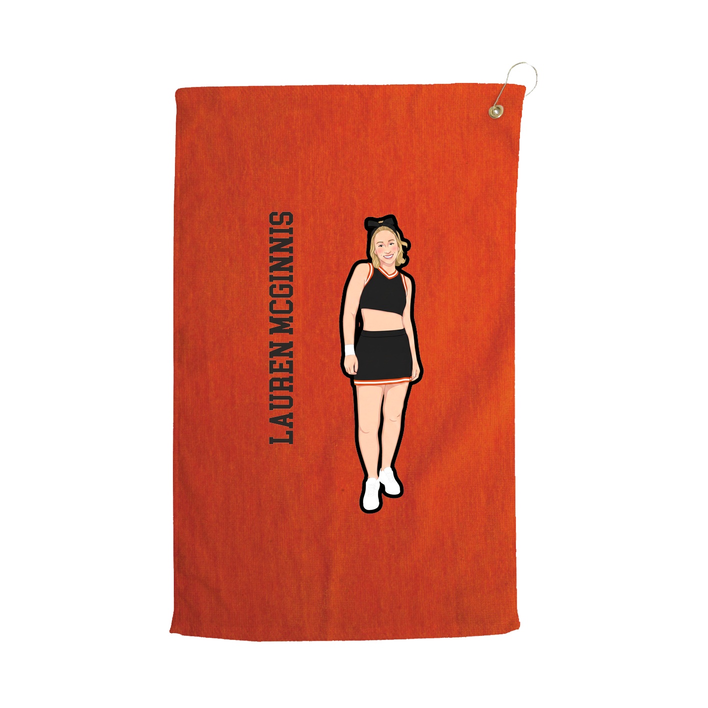 Golf Towel — Name Vertical in Orange