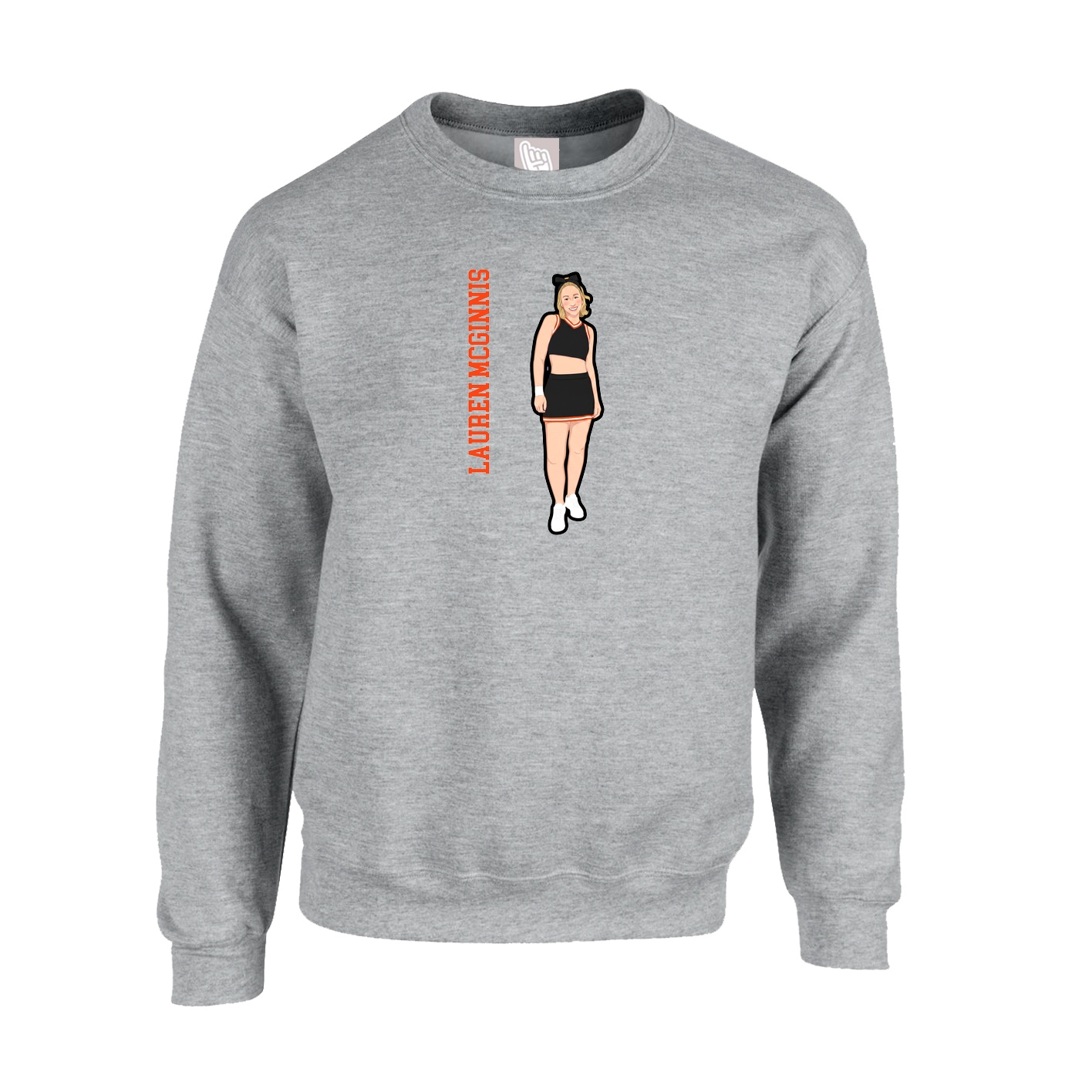 Fleece Crew — Name Vertical in Grey