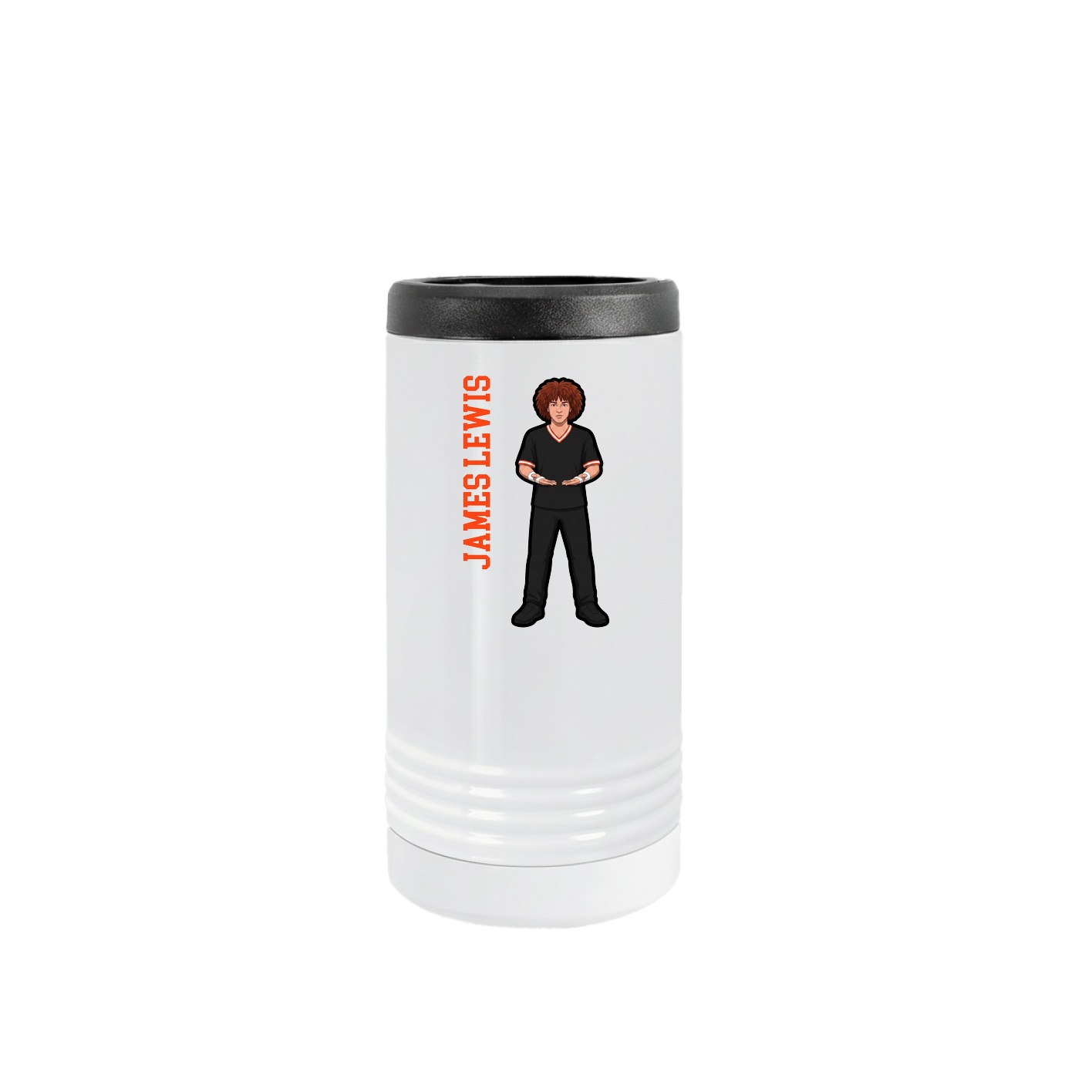 Slim Beverage Holder — Name Vertical in White