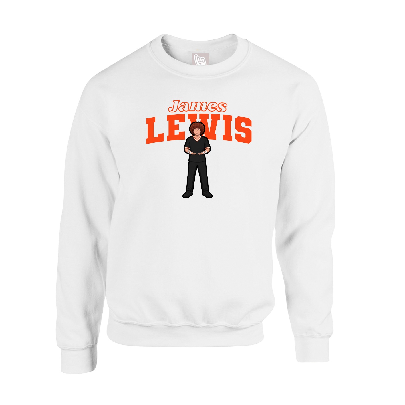 Fleece Crew — Name Arch in White