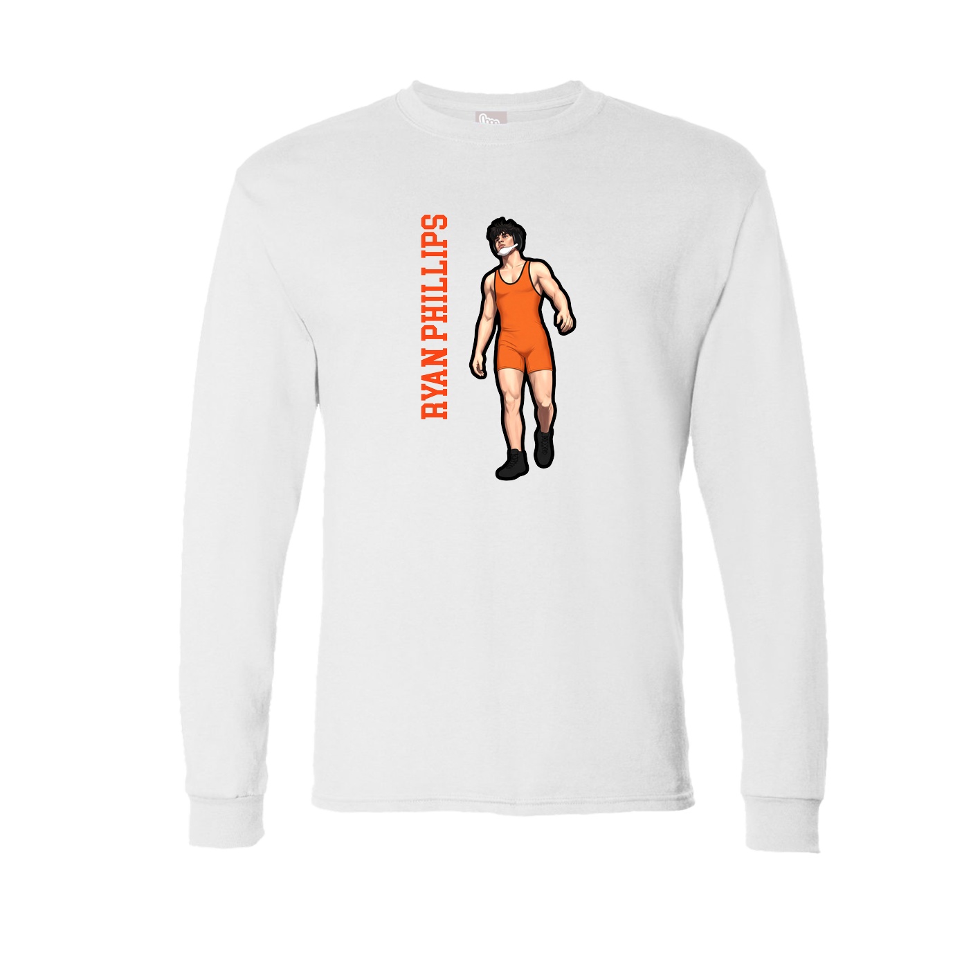 Long Sleeve Tee — Name Vertical in White