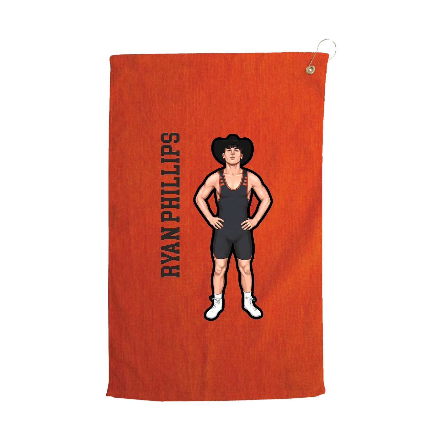 Golf Towel — Name Vertical in Orange