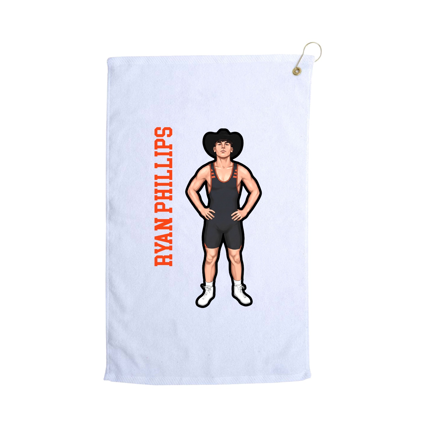 Golf Towel — Name Vertical in White