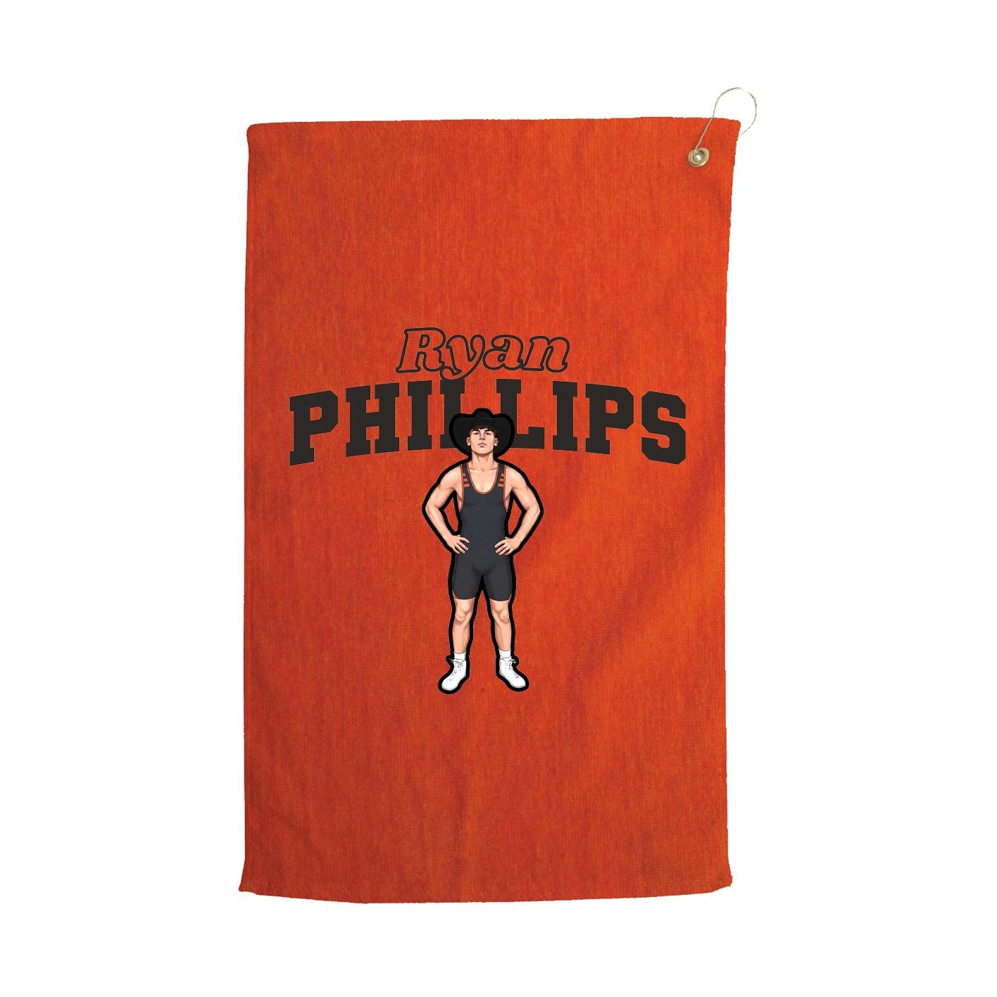 Golf Towel — Name Arch in Orange