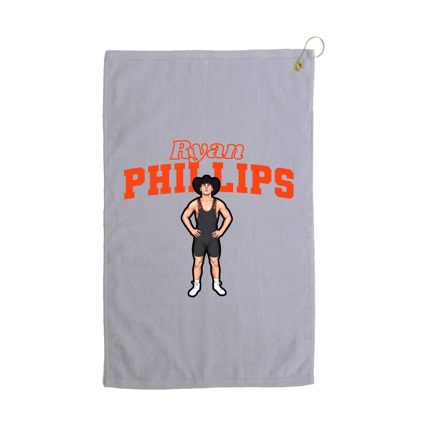 Golf Towel — Name Arch in Grey