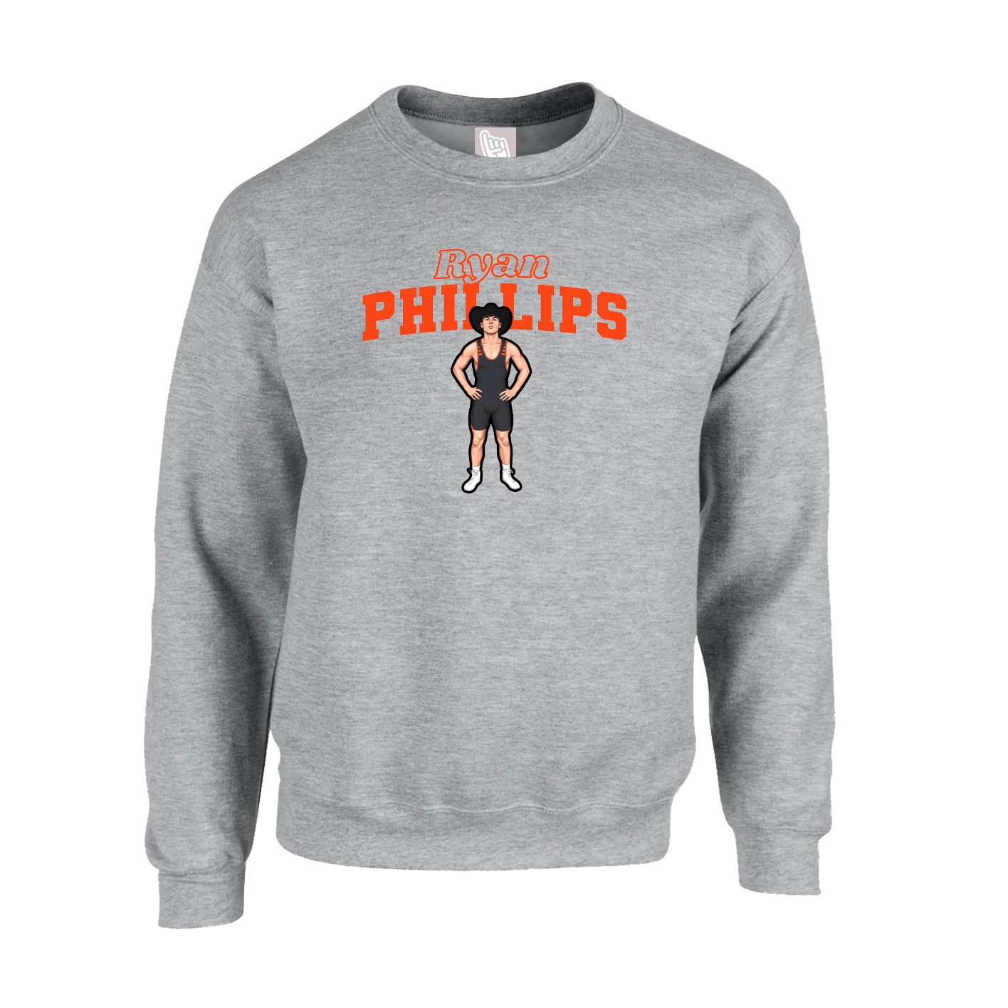 Fleece Crew — Name Arch in Grey