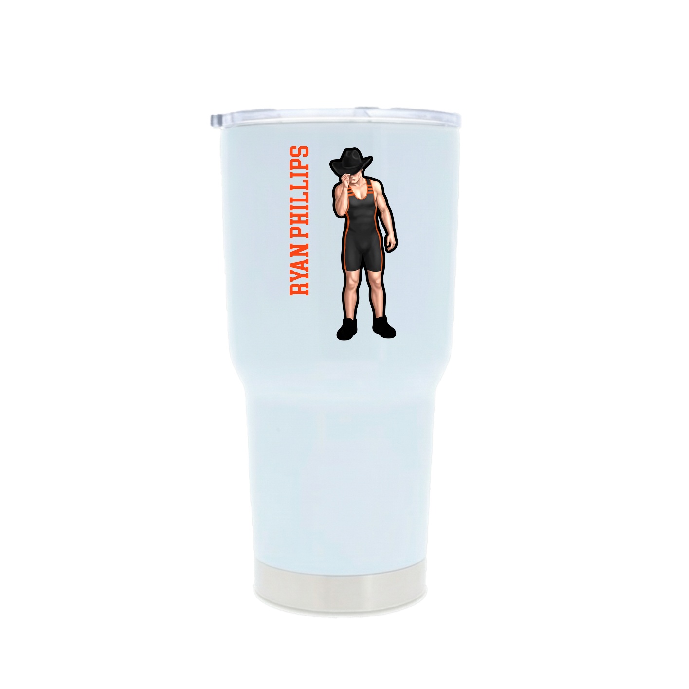 30oz Stainless Steel Tumbler — Name Vertical in White