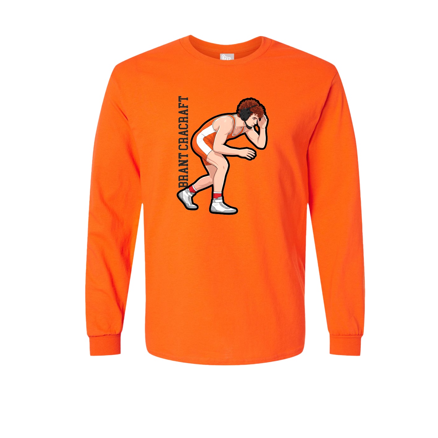 Long Sleeve Tee — Name Vertical in Orange