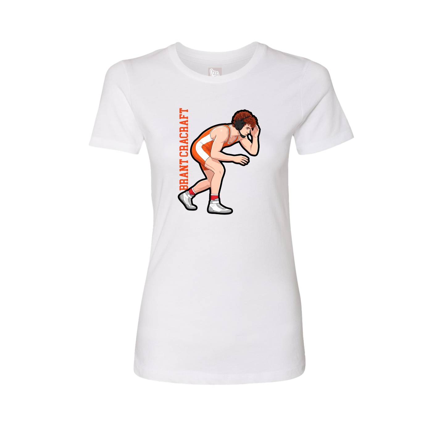 Womens Tee — Name Vertical in White