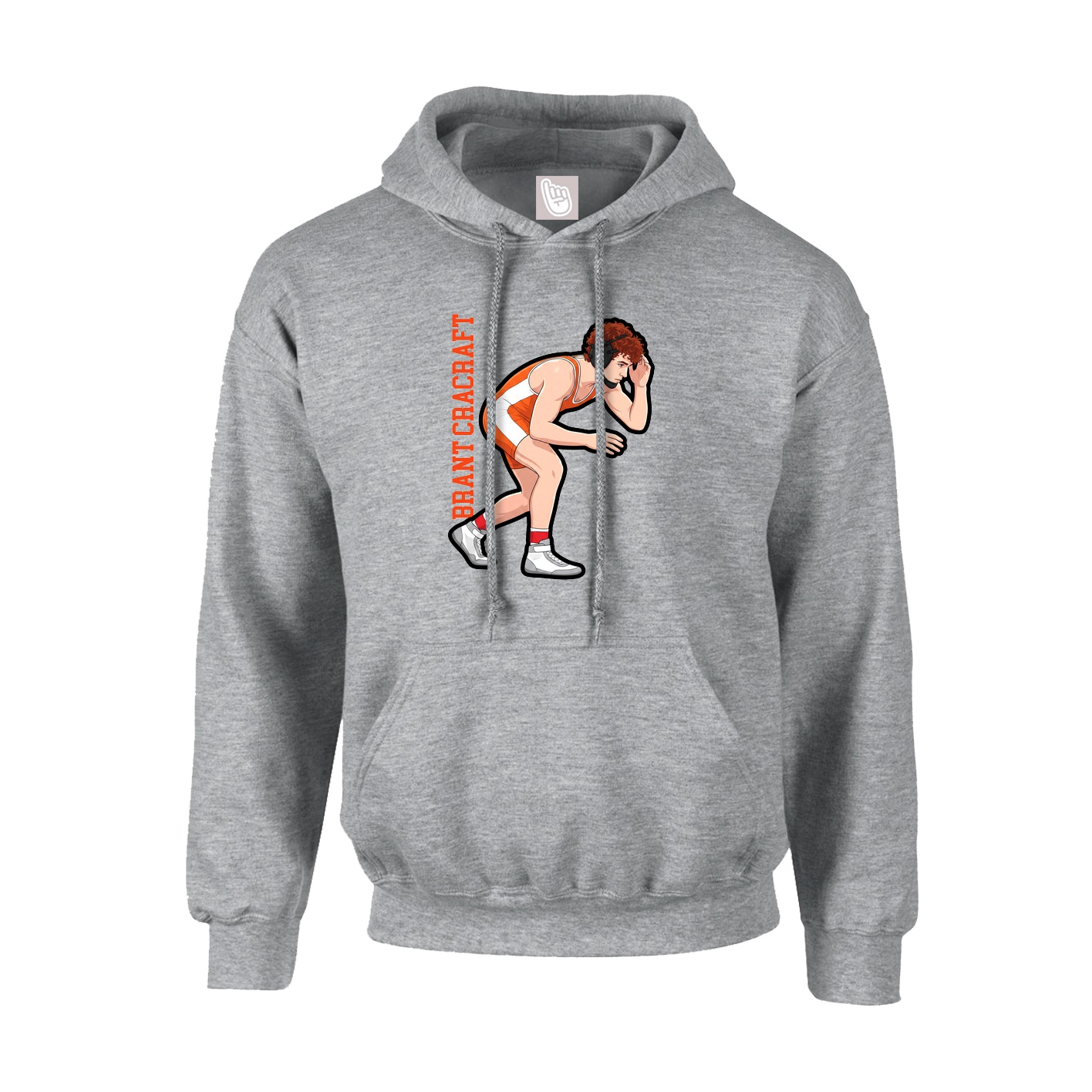 Youth Hoodie — Name Vertical in Grey