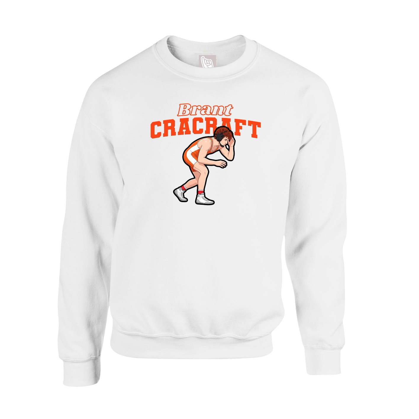 Fleece Crew — Name Arch in White