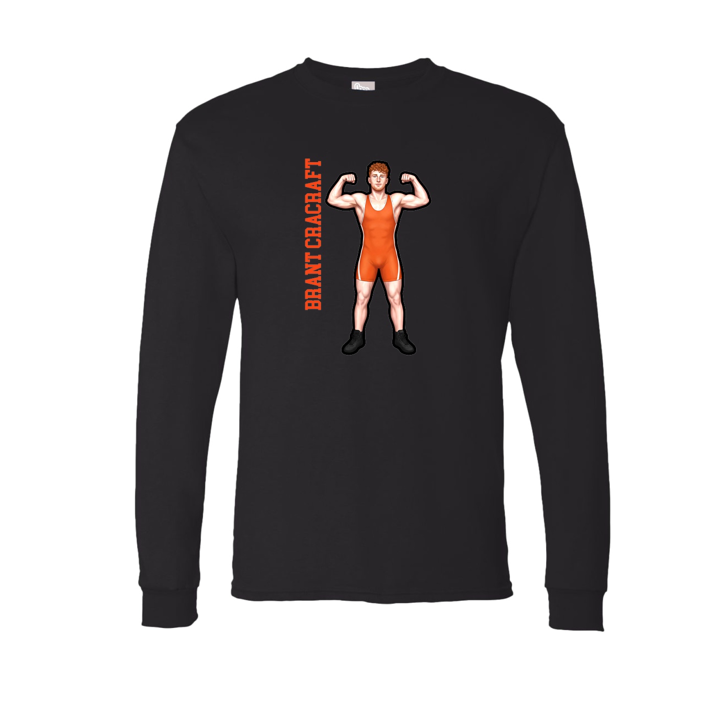 Long Sleeve Tee — Name Vertical in Black