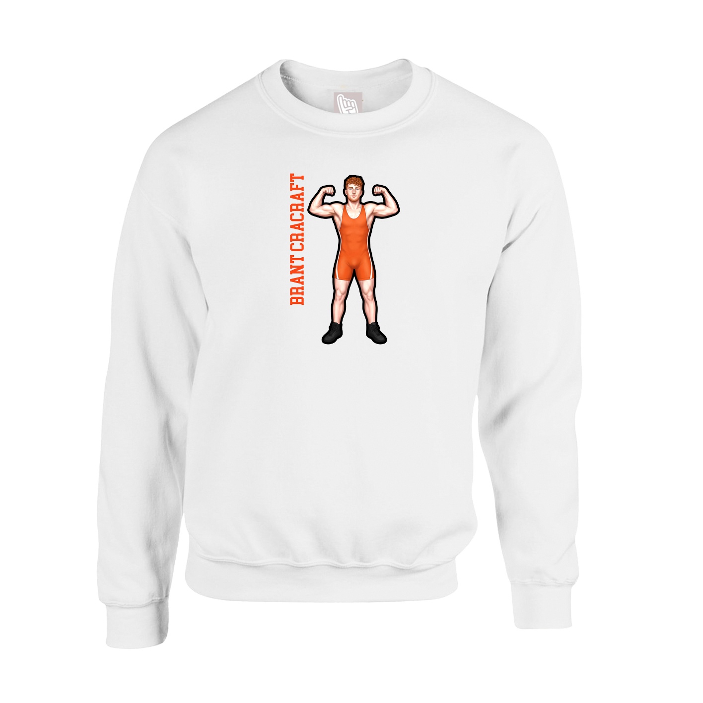 Fleece Crew — Name Vertical in White
