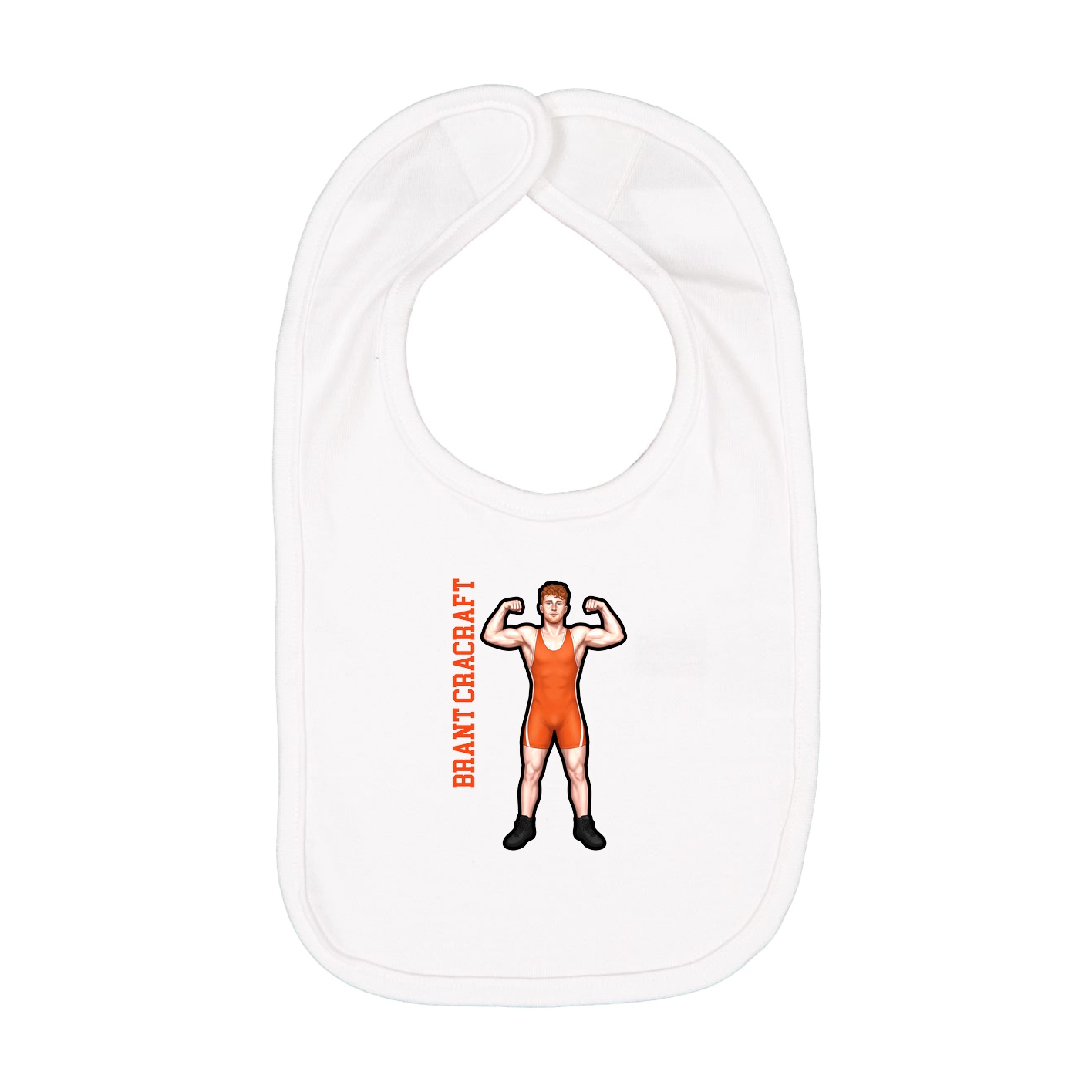 Infant Bib — Name Vertical in White