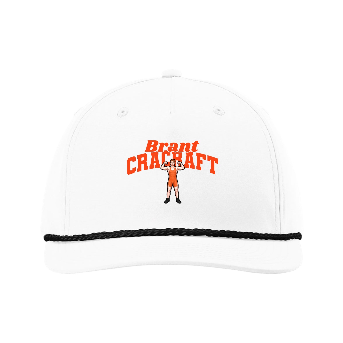 Five-Panel Classic Rope Cap — Signature Arch in White