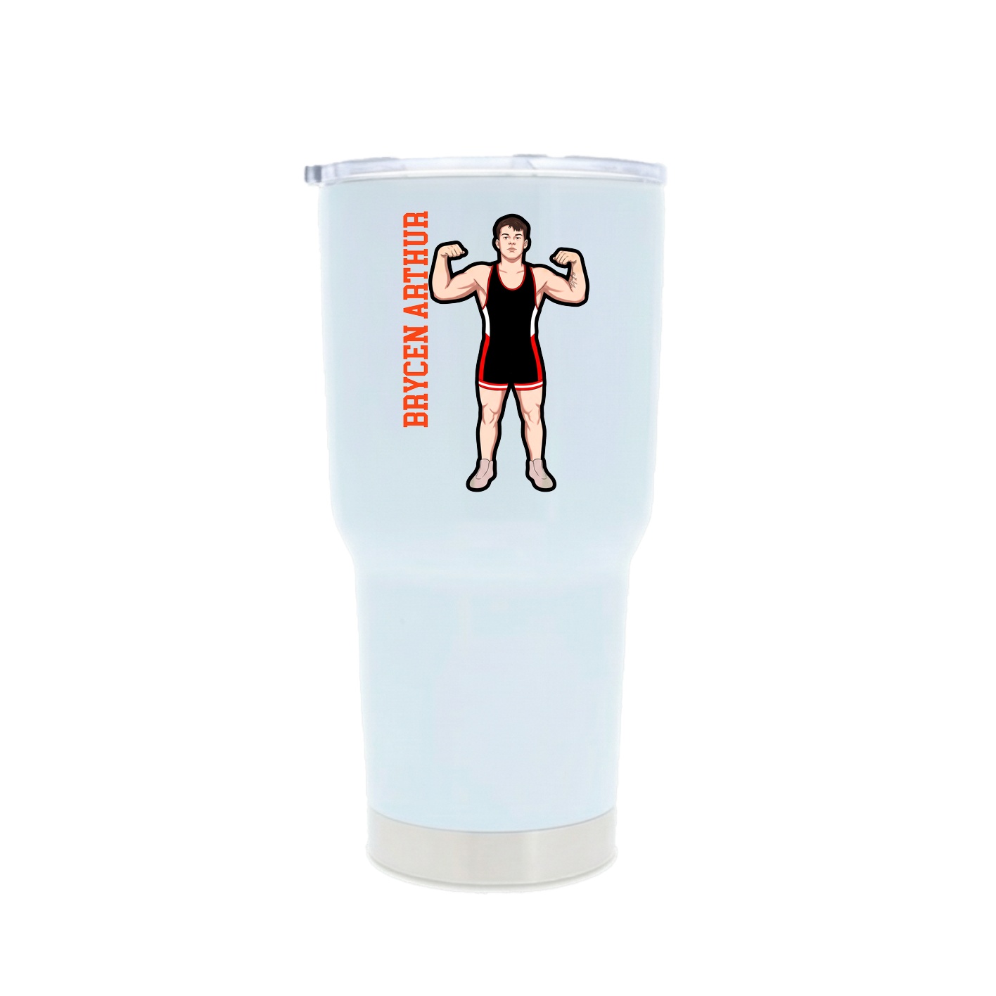 30oz Stainless Steel Tumbler — Name Vertical in White