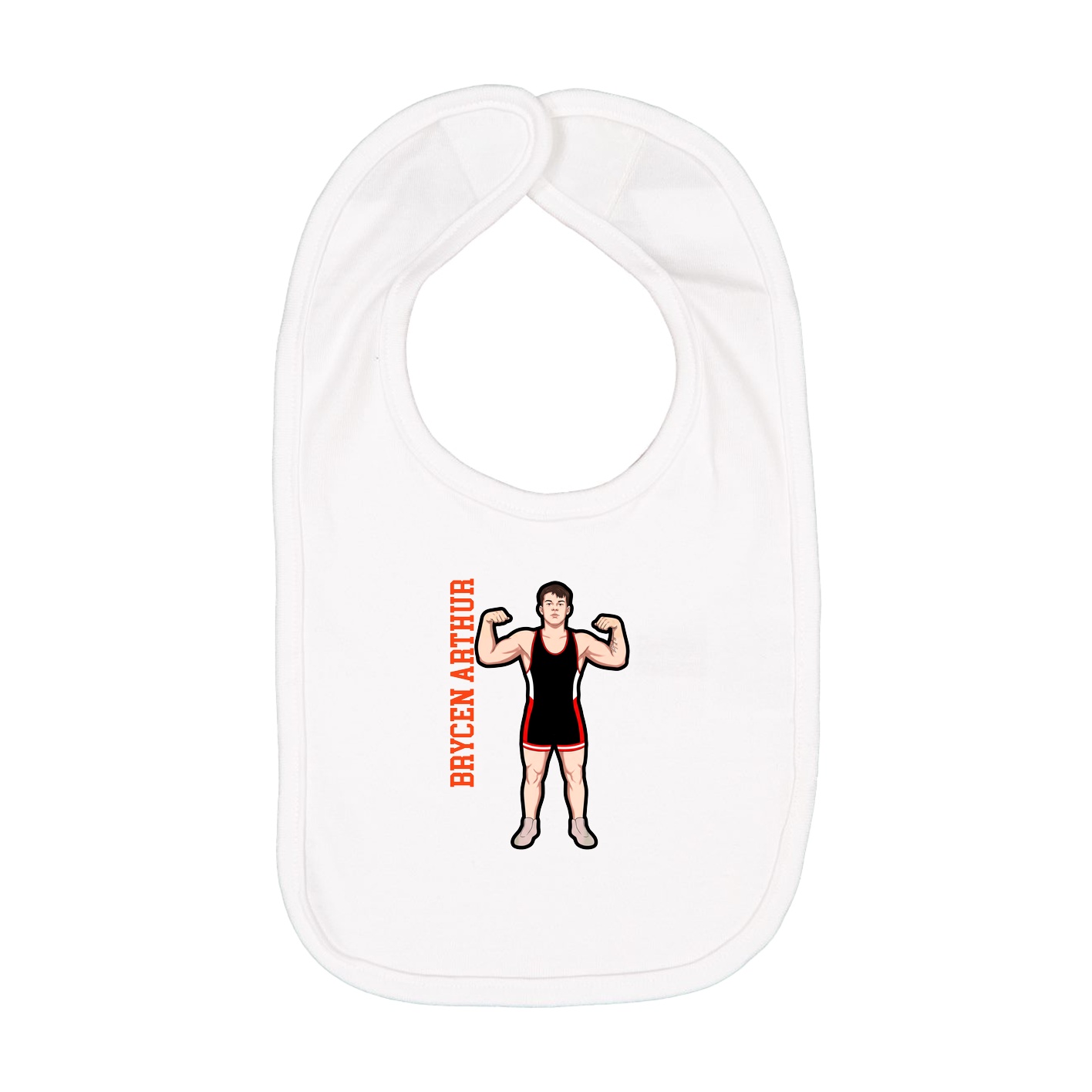 Infant Bib — Name Vertical in White