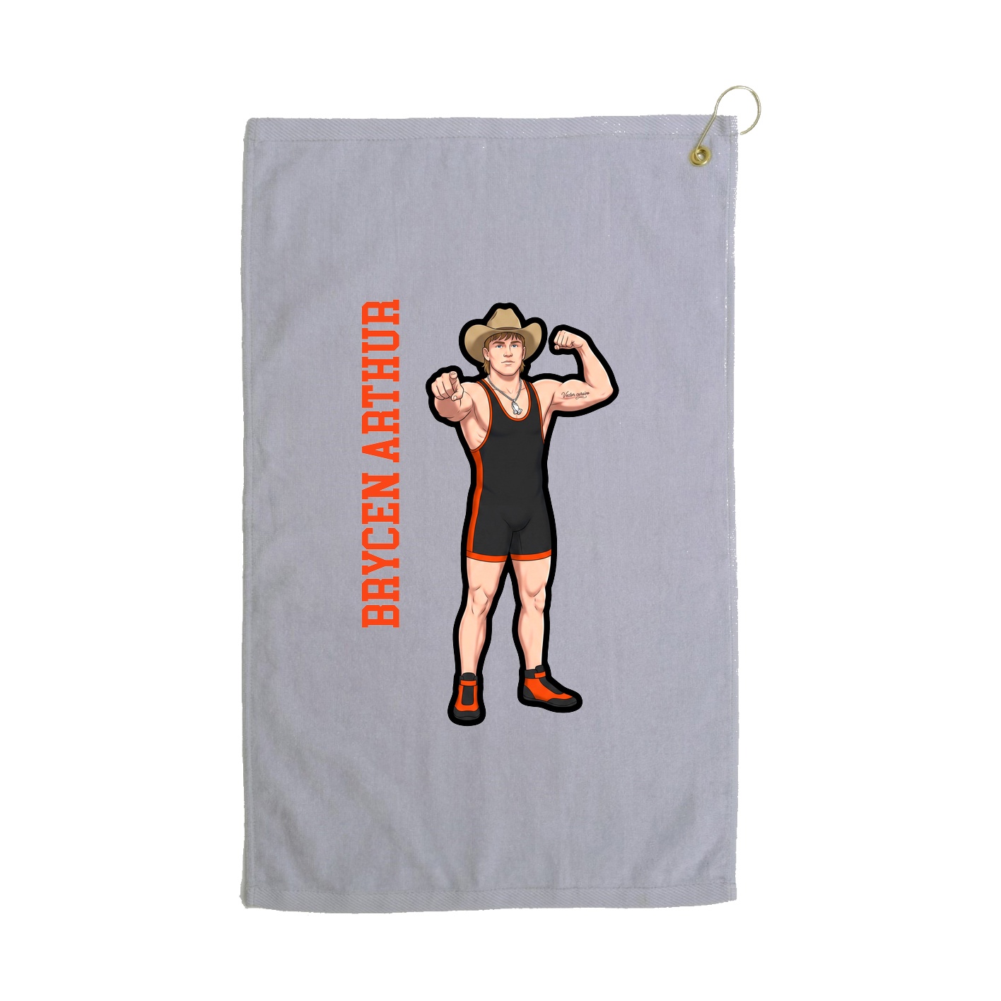 Golf Towel — Name Vertical in Grey