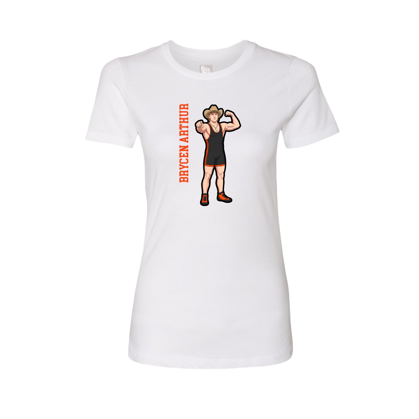 Fitted Women's Tee — Name Vertical in White
