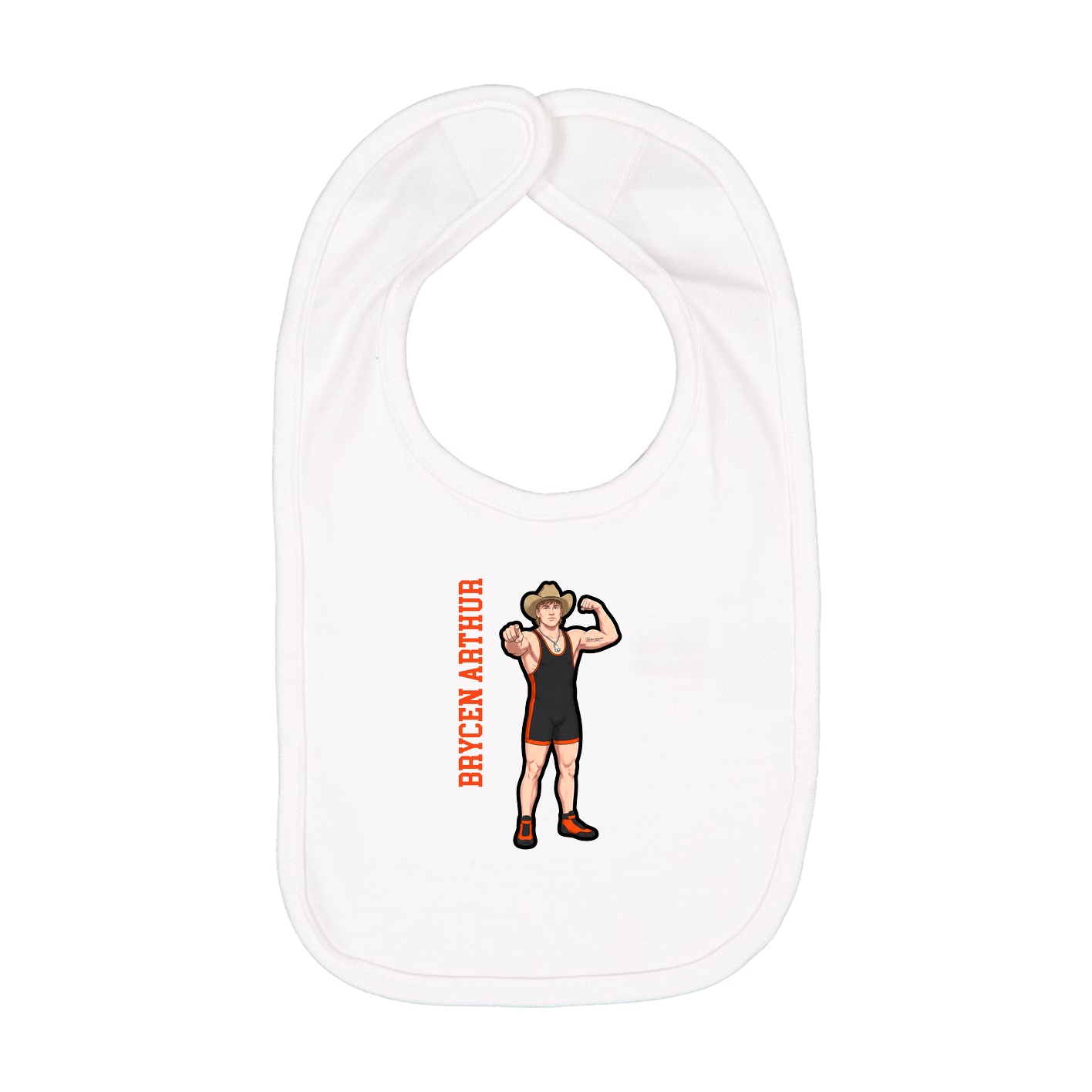 Infant Bib — Name Vertical in White