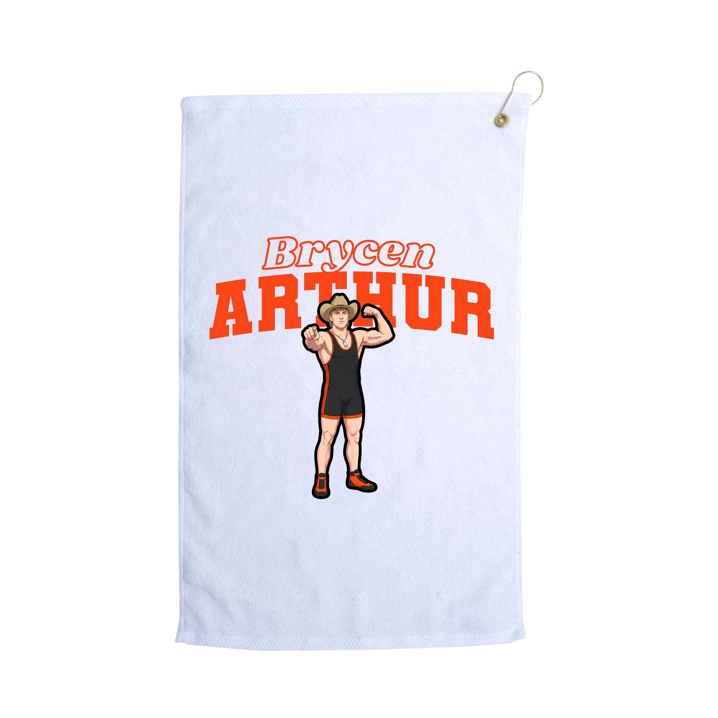 Golf Towel — Name Arch in White