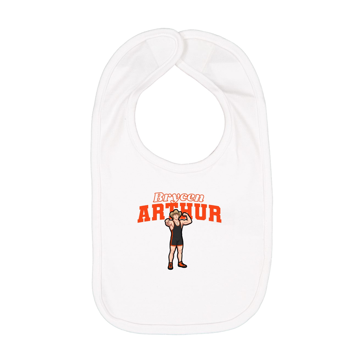 Infant Bib — Name Arch in White