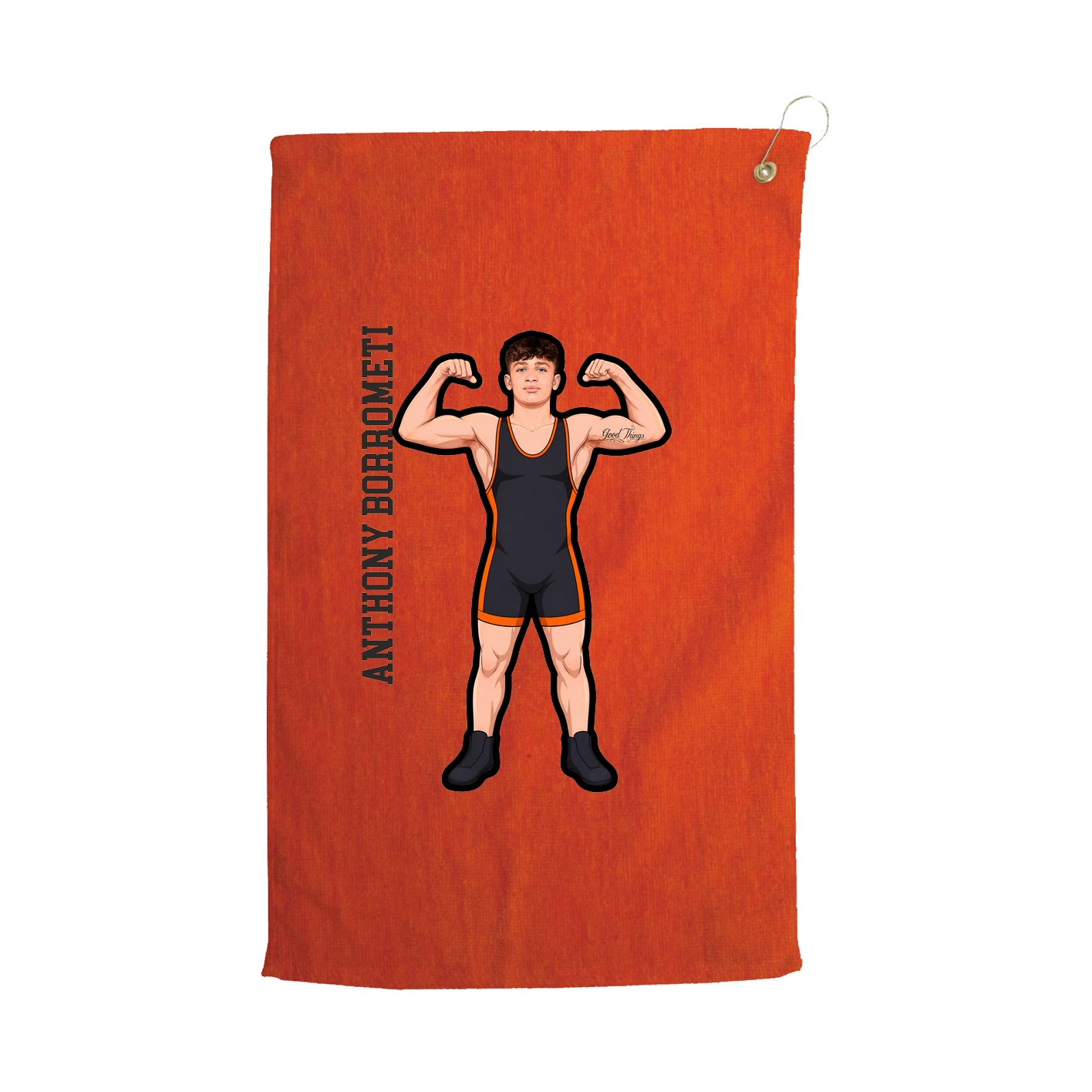 Golf Towel — Name Vertical in Orange
