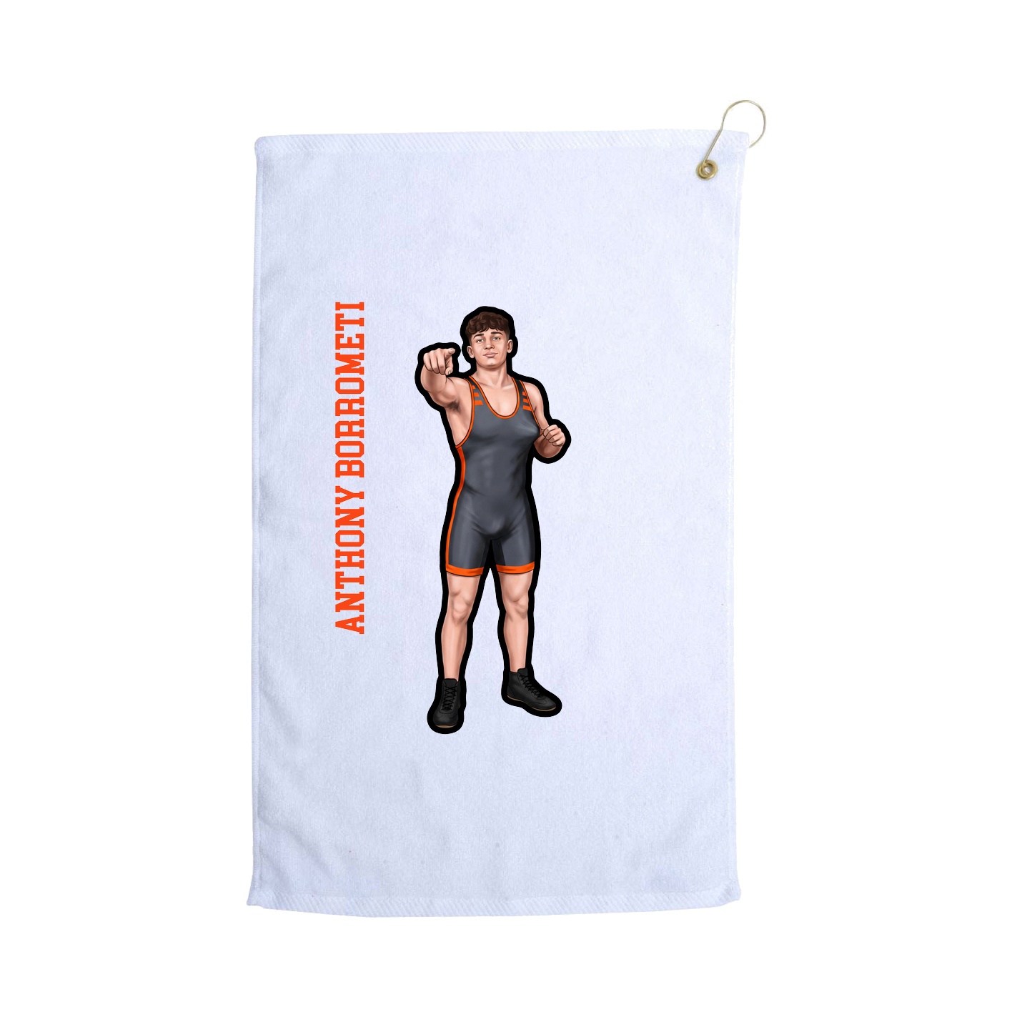 Golf Towel — Name Vertical in White