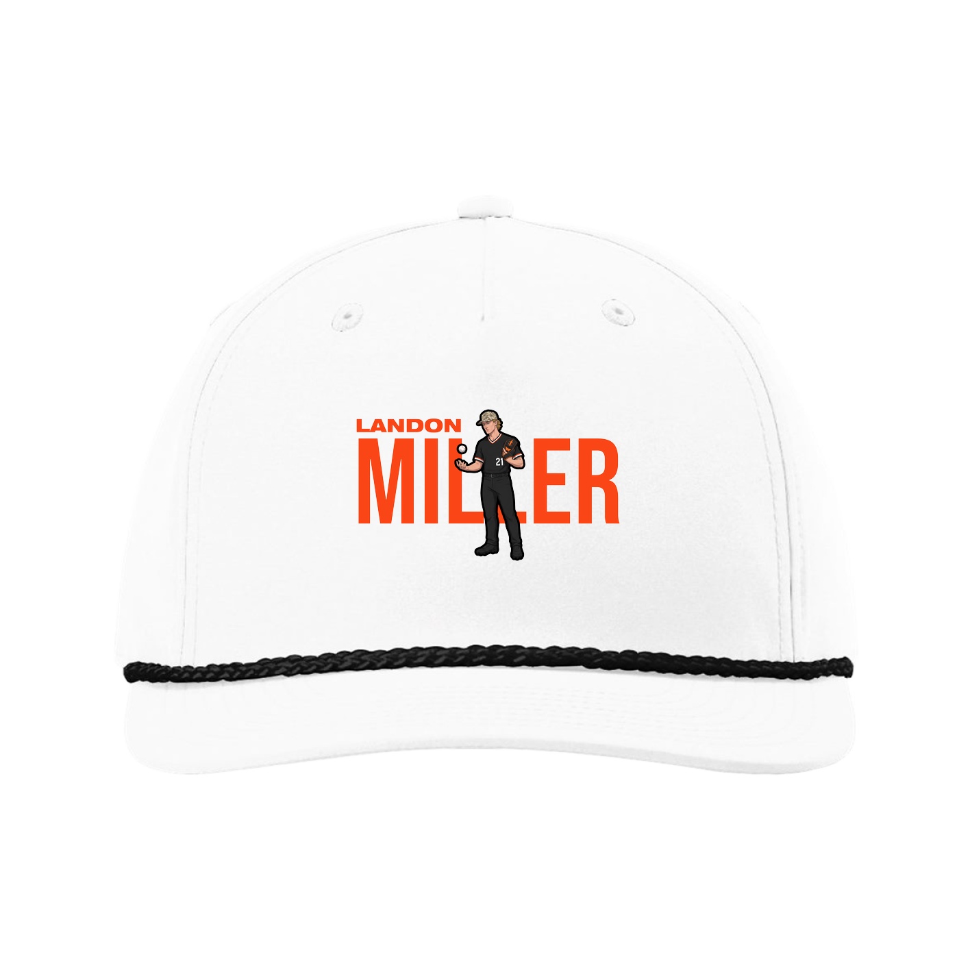 Five-Panel Classic Rope Cap — Player Name in White