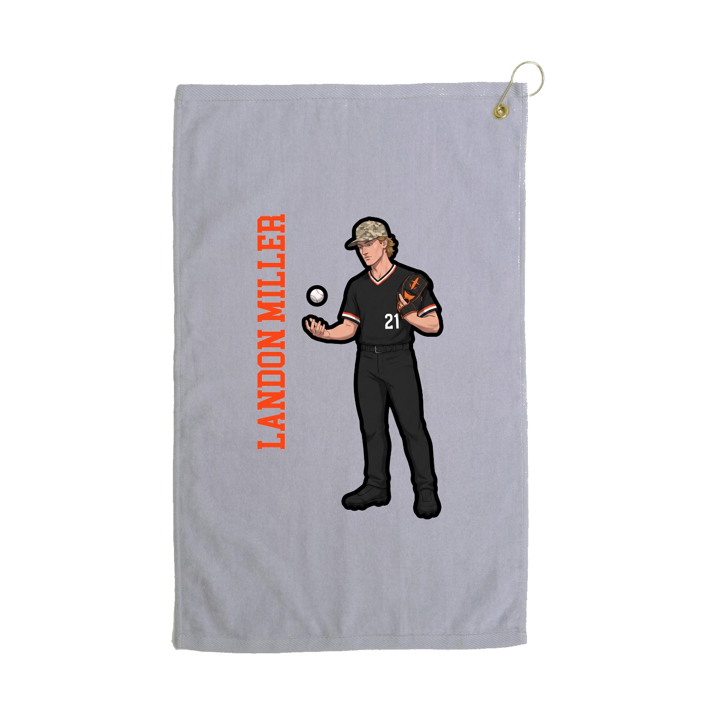 Golf Towel — Name Vertical in Grey