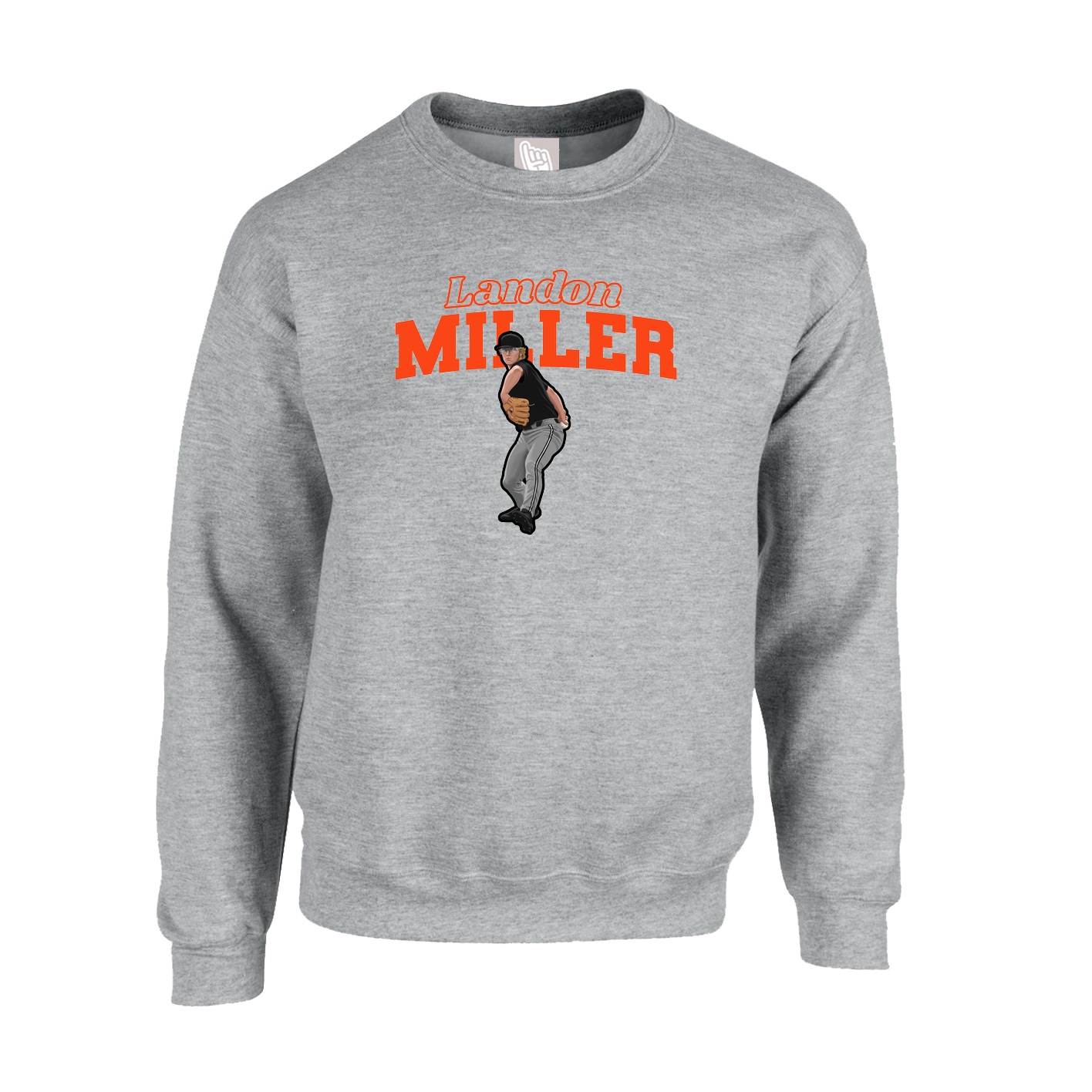 Fleece Crew — Name Arch in Grey