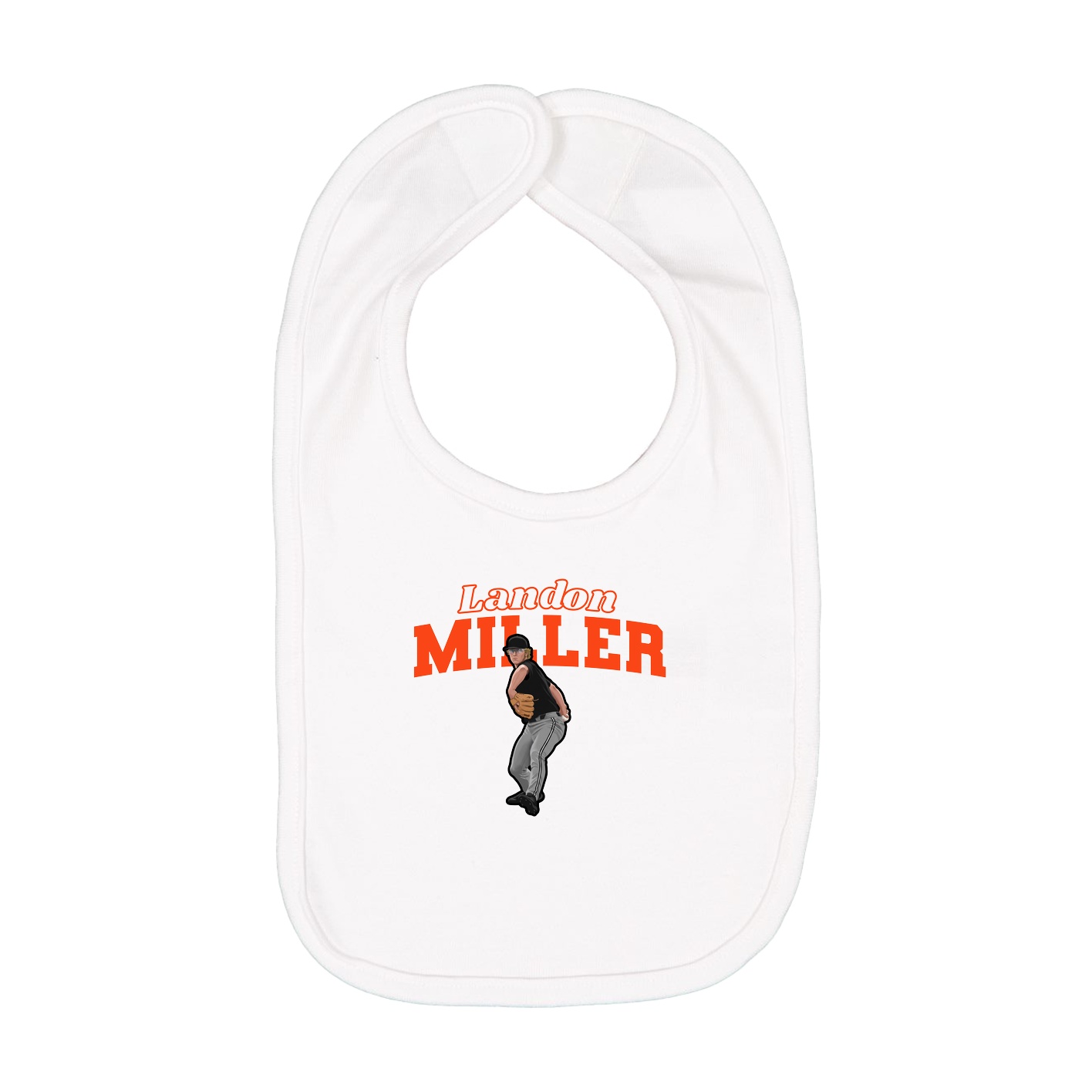 Infant Bib — Name Arch in White