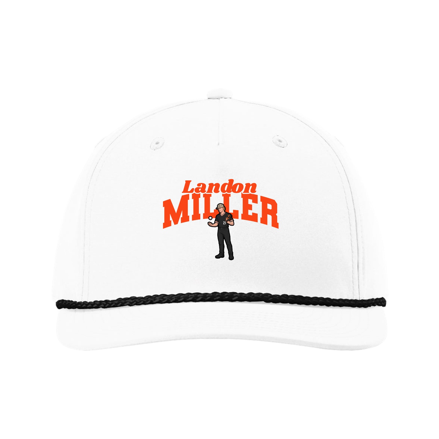 Five-Panel Classic Rope Cap — Signature Arch in White