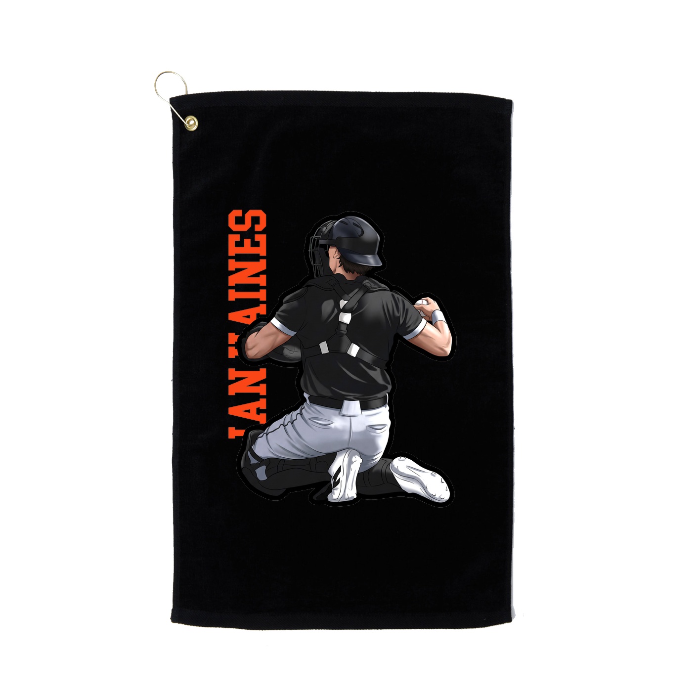 Golf Towel — Name Vertical in Black