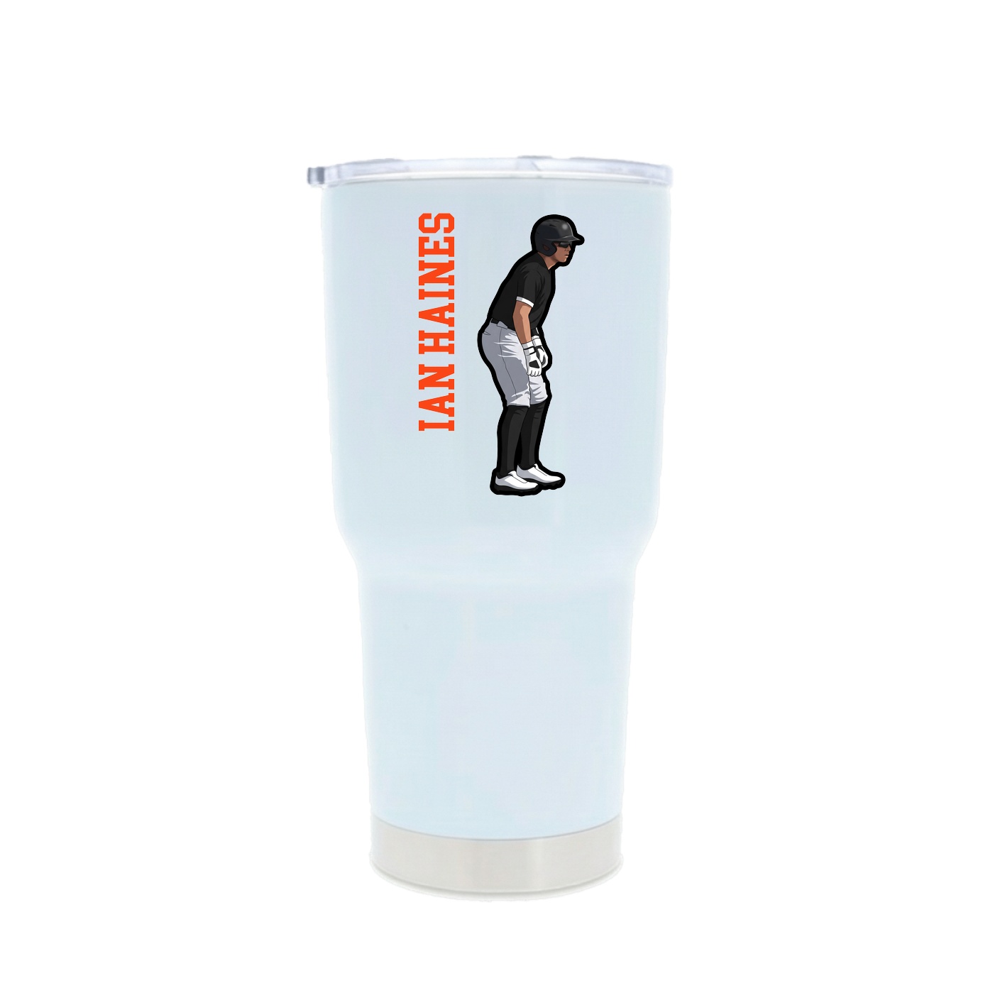 30oz Stainless Steel Tumbler — Name Vertical in White