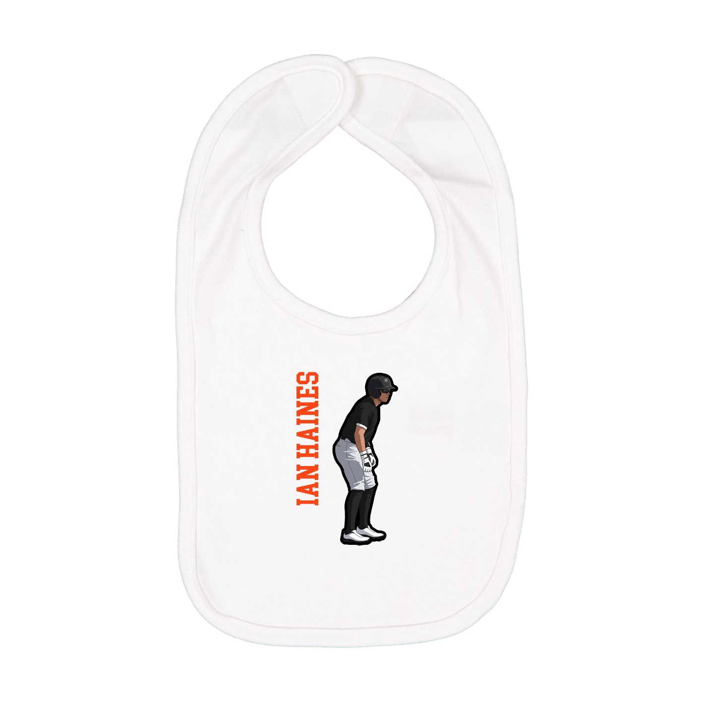 Infant Bib — Name Vertical in White