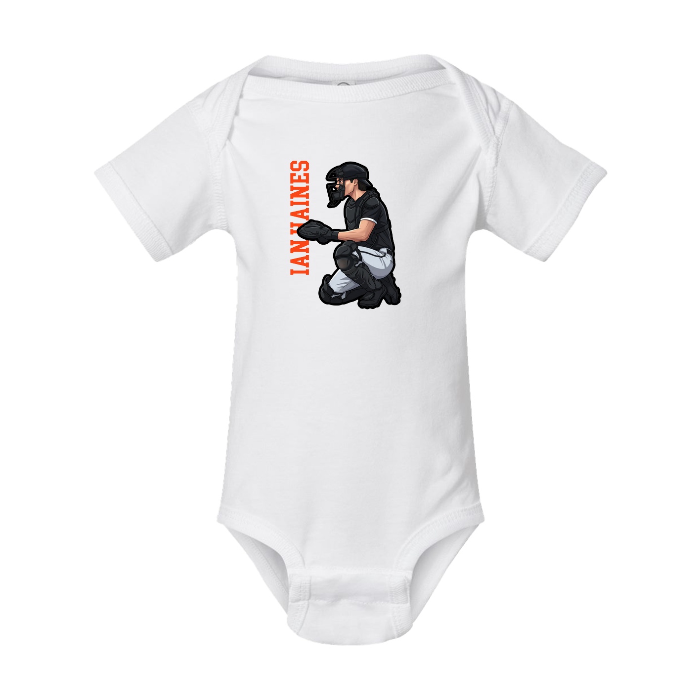 Baby Onesie — Name Vertical in White