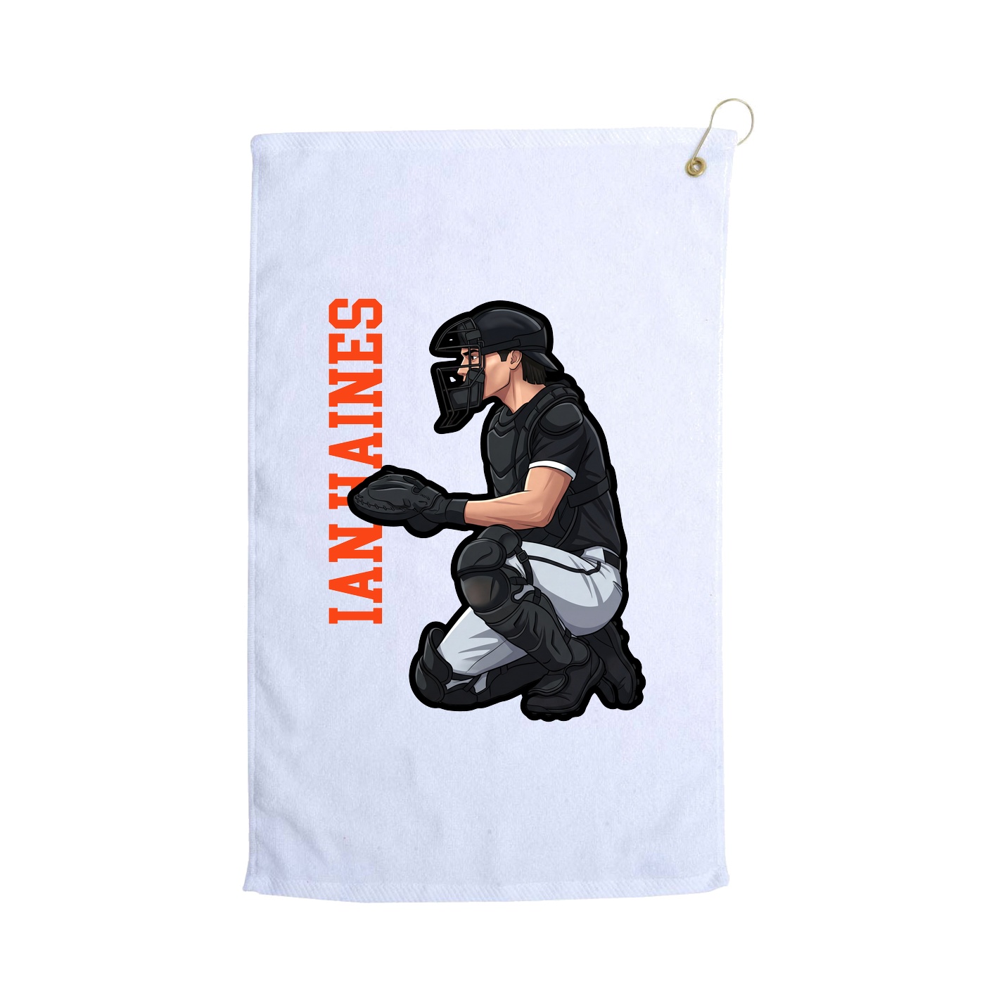 Golf Towel — Name Vertical in White