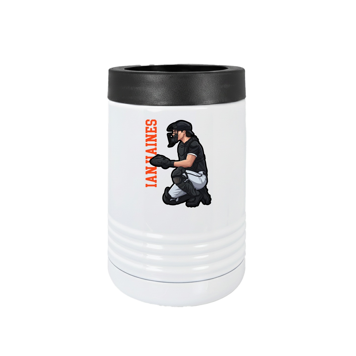 Beverage Holder — Name Vertical in White