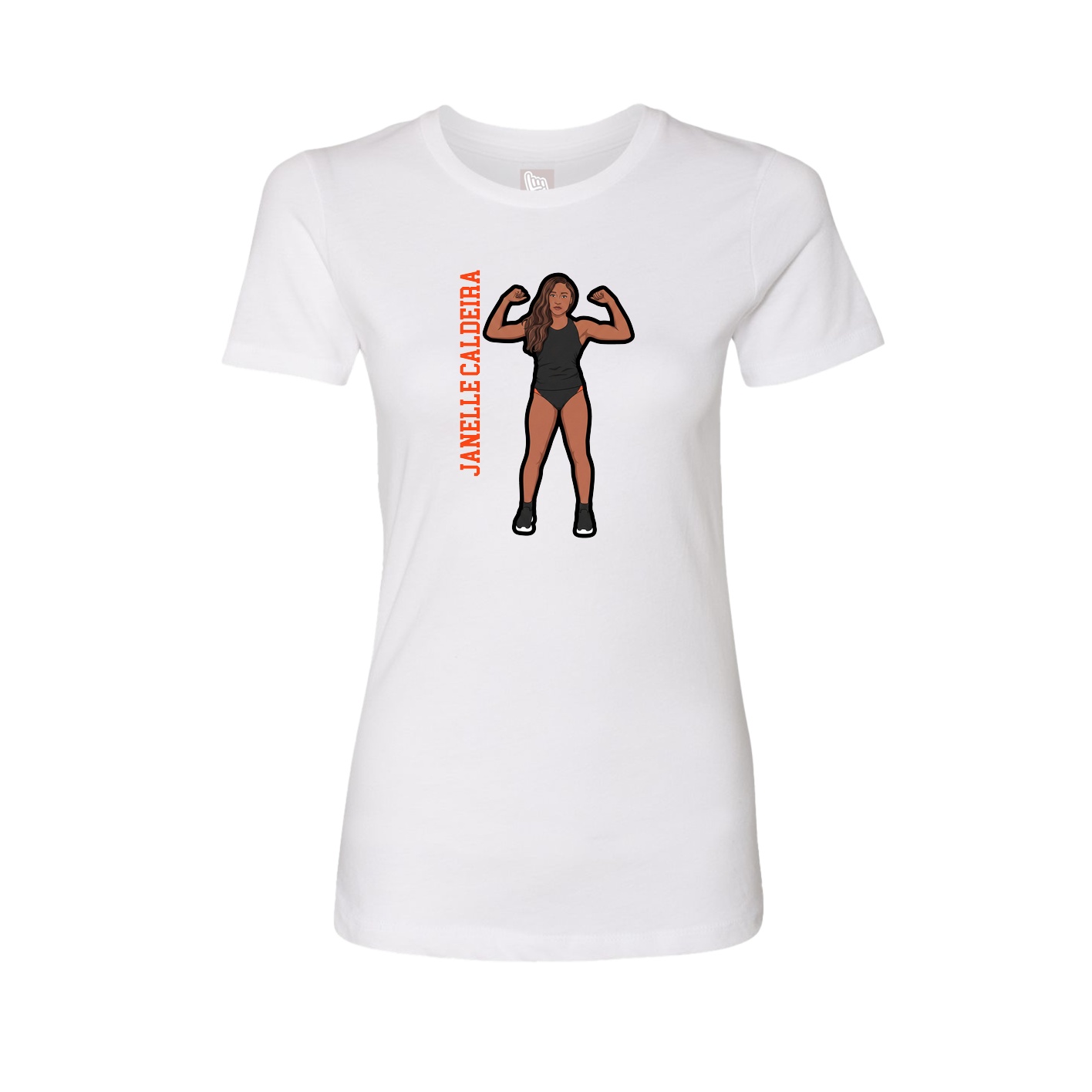 Fitted Women's Tee — Name Vertical in White
